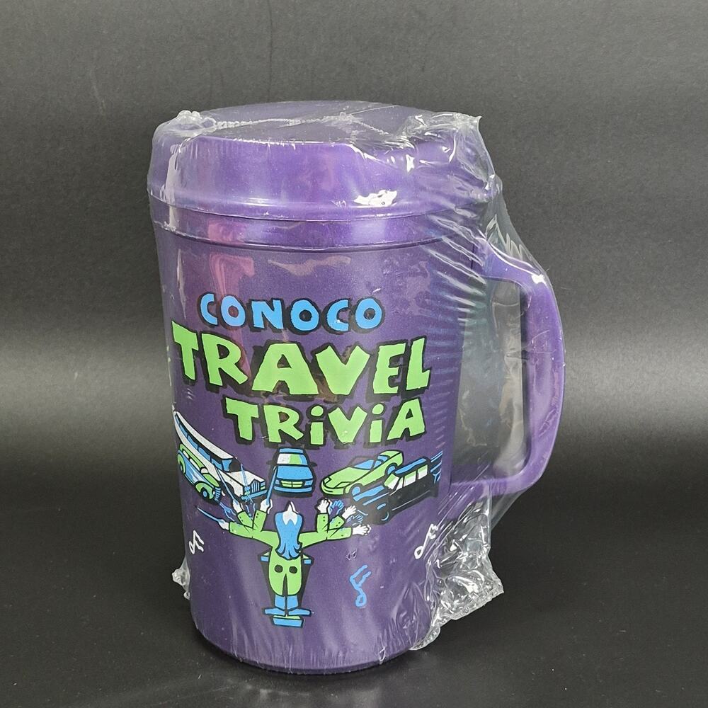Aladdin‎ Conoco Travel Trivia Mug Gas Station Trivia Purple USA 32oz NEW